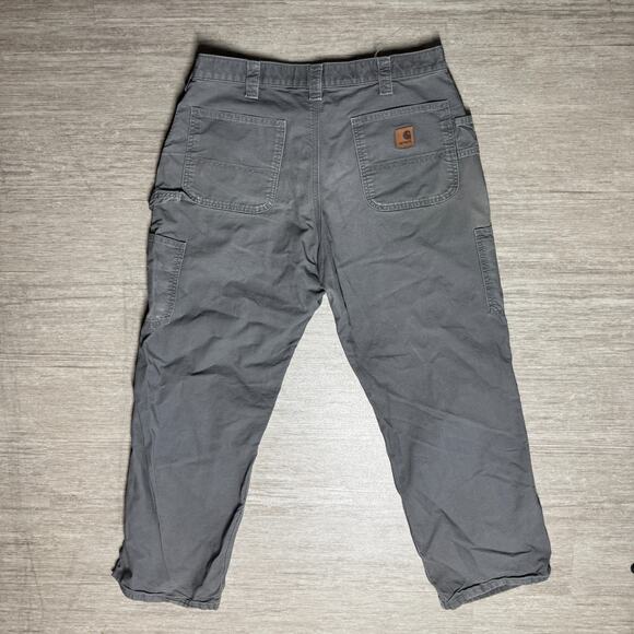 Carhartt Canvas Carpenter Pants Mens 36x30 Dungaree Gray Workwear B151 FAT - Picture 2 of 7